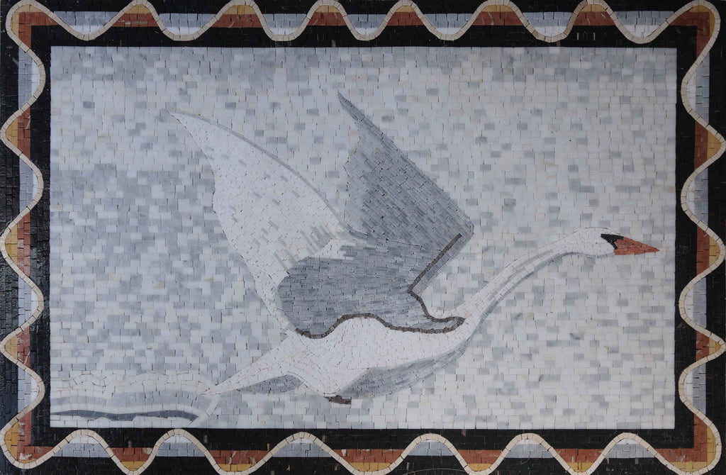 Cisne Voador - Arte em Mosaico de Pássaros