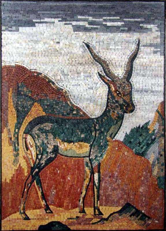 Mosaico Arte Mármol - Joven Ciervo Mozaico