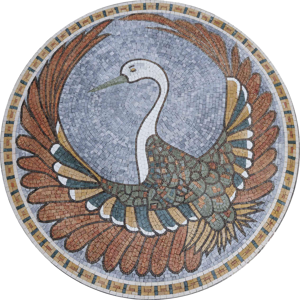 Médaillon de paon - Art de la mosaïque