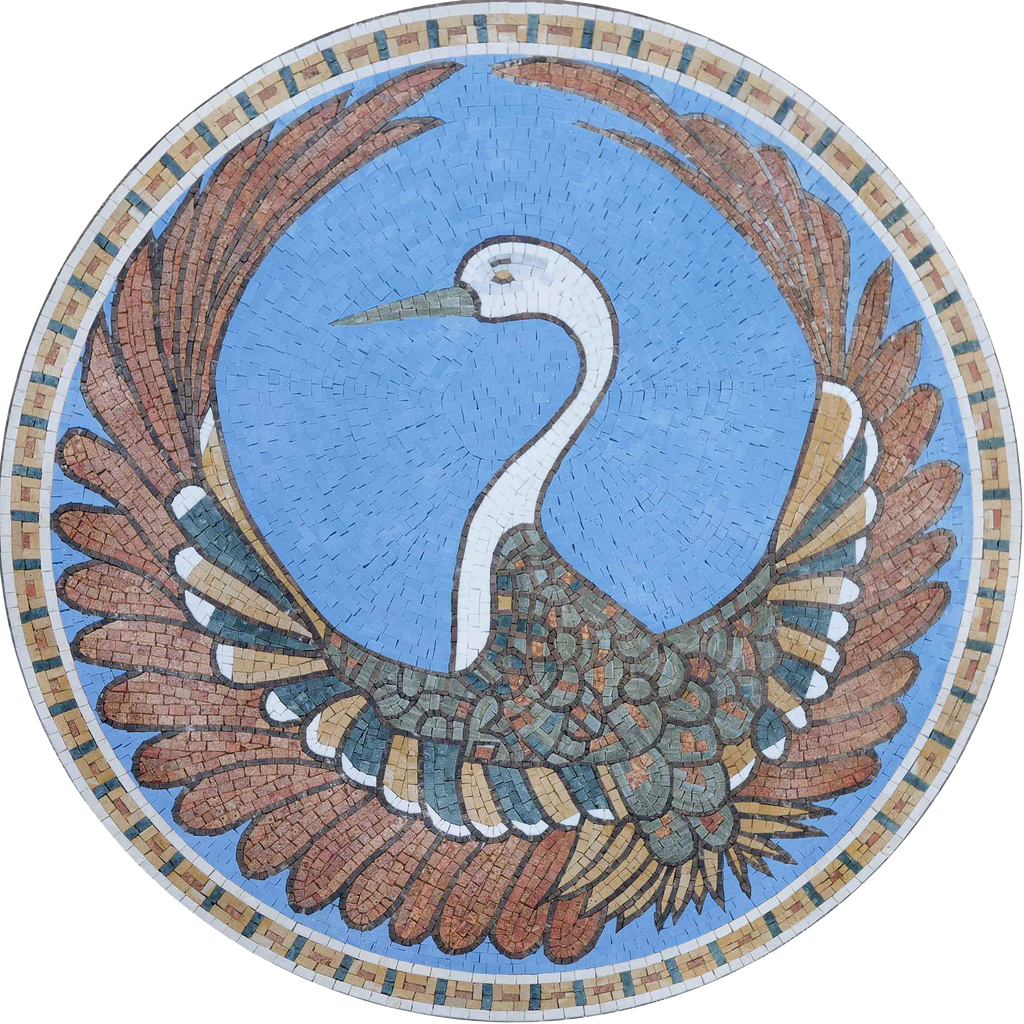Medallón de pavo real II - Arte del mosaico