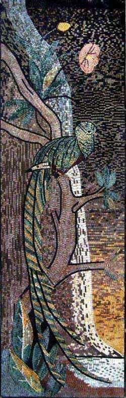 Mosaico d'arte - Pavone Crepuscolare Mozaico