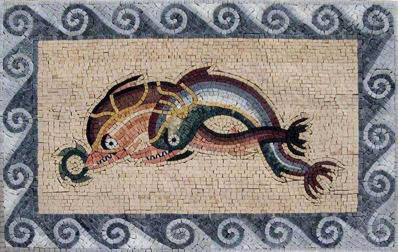 Mosaïque de poisson faite à la main Art Mozaico