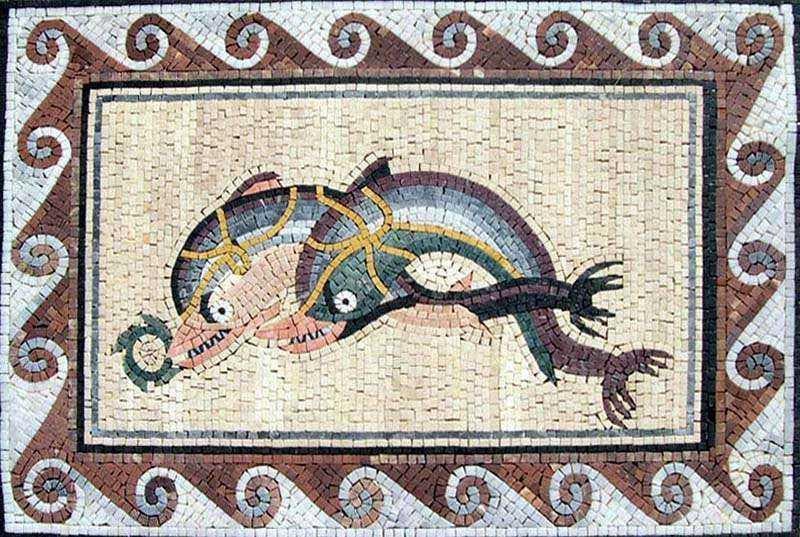 Duo mosaico de peixes obra de arte Mozaico