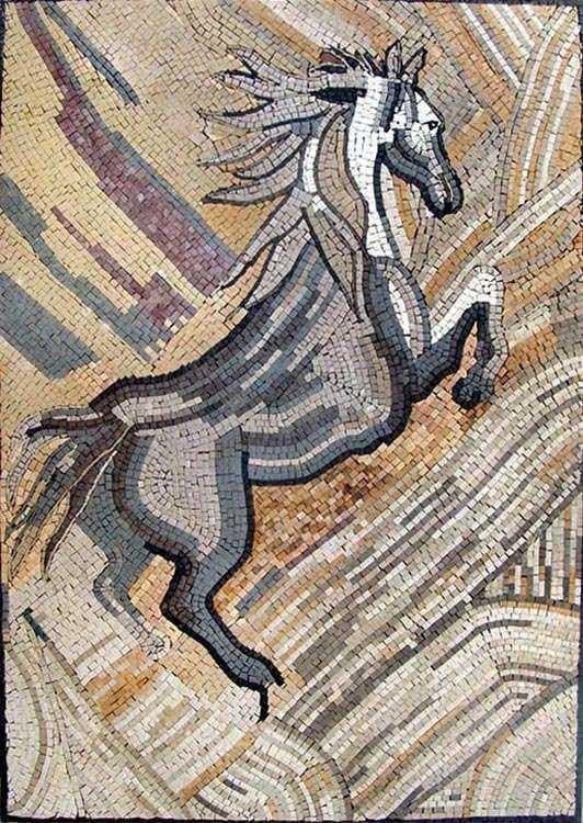 Arte Mural em Mosaico - Cavalo a Galope Mozaico