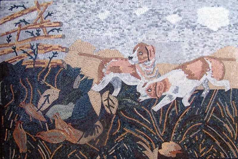 Champ de chiens - Mosaïque de marbre Mozaico