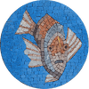 Peixe-palhaço em medalhão azul - arte em mosaico