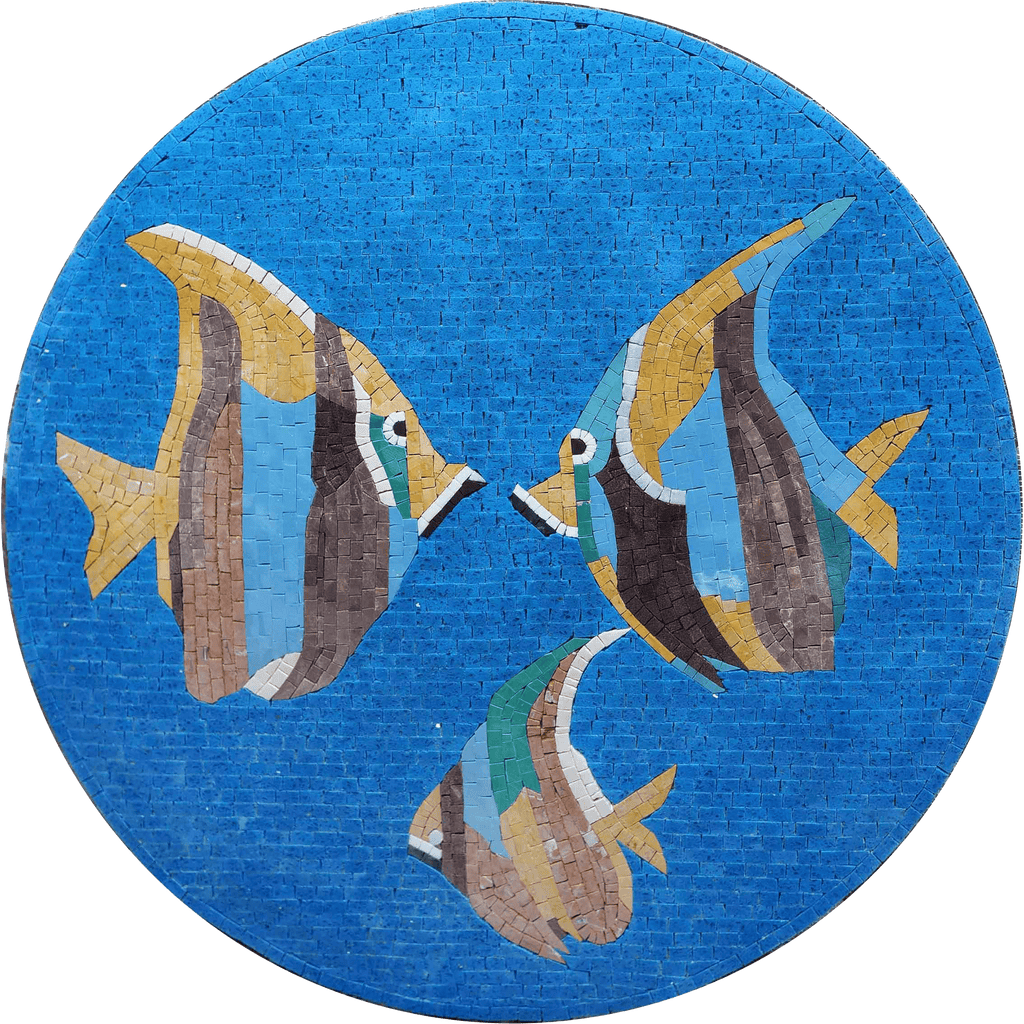 Angelfish Trinity - Medallón de pez mosaico