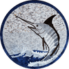 Medallón de mármol de mosaico de pez espada