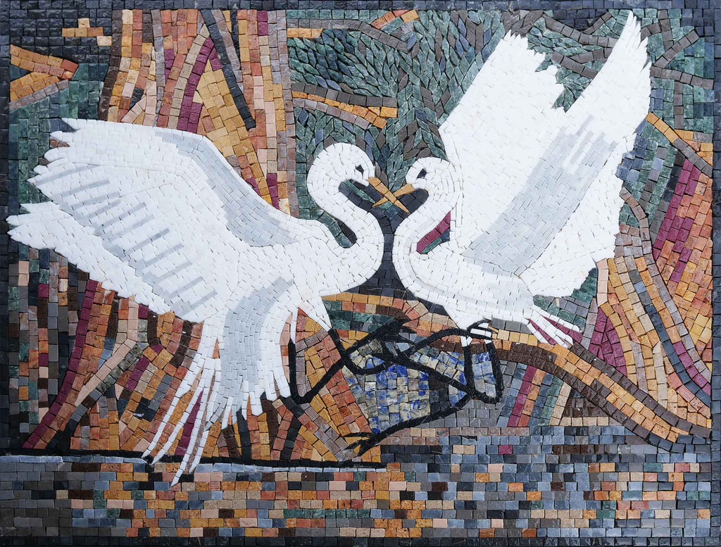 Mosaikkunst - Romantische Reiher