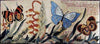 Oeuvre de mosaïque - Papillons sur fleurs