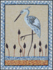 Marble Mosaic Mural - White Heron