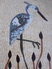 Mural de mosaico de mármol - Garza blanca de pie