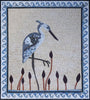 Marble Mosaic Mural - Standing White Heron
