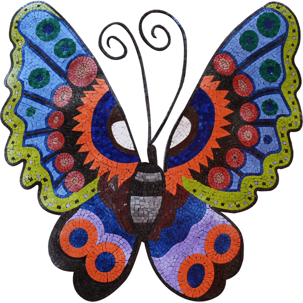 Oeuvre de mosaïque - papillon coloré