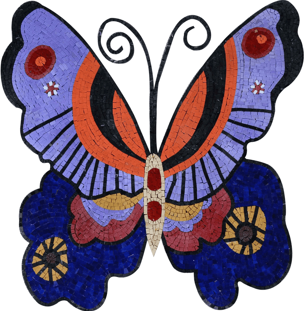 Mosaico de mariposa colorido artístico