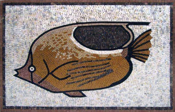 Exotic Butterflyfish - Marble Mosaic Aquatic Life Art - Mesh Backing
