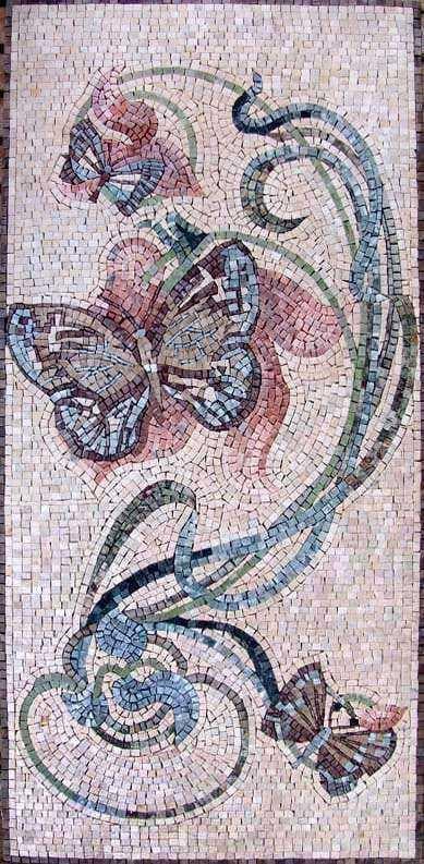 Dessins de mosaïque - Papillons sur fleurs