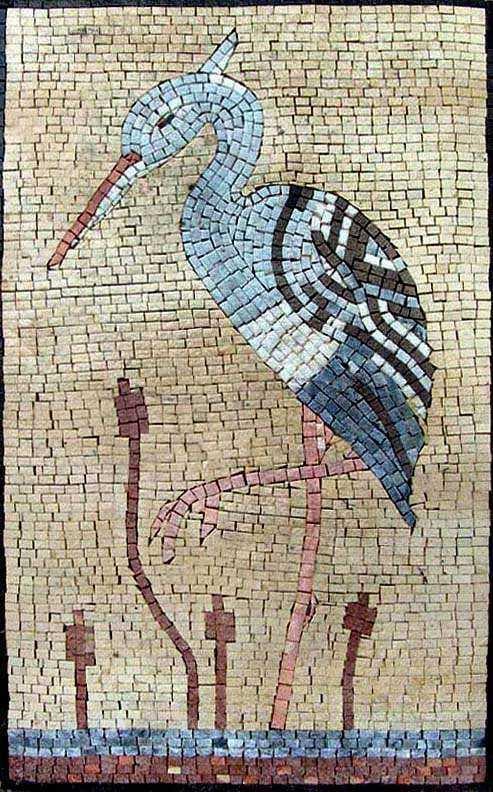 Arte de azulejos de mosaico - Garza blanca