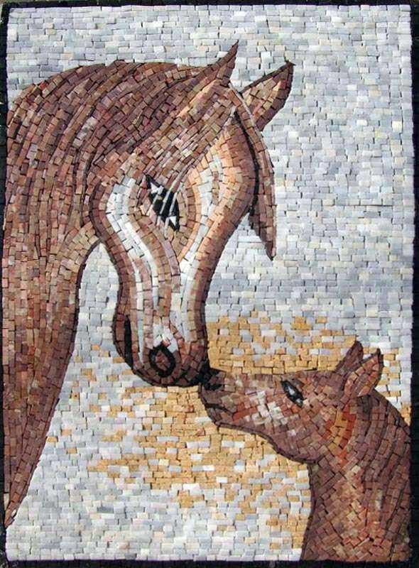 Desenhos de mosaico de animais - cavalos