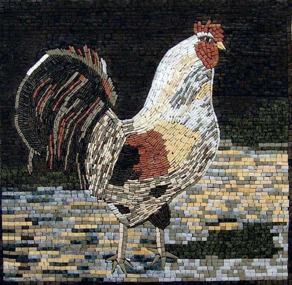 Majestic Farm Fowl - Marble Mosaic Kitchen Backsplash - Mesh Backing