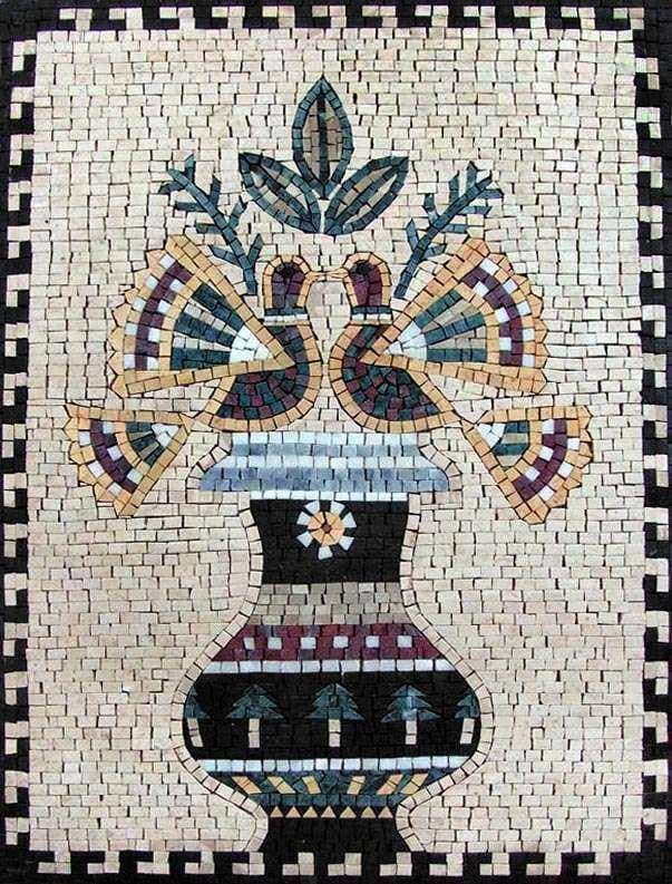 Padrões de Mosaico - Padrão Folclórico com Pássaros