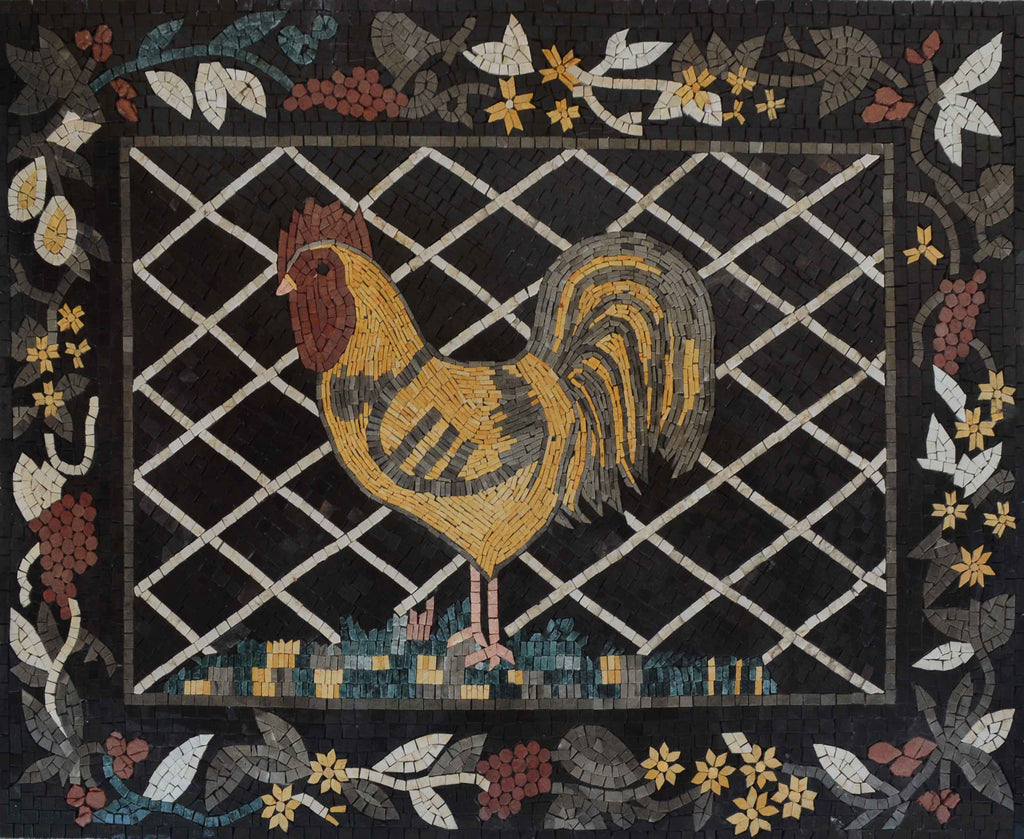 Placa para salpicaduras de cocina de mosaico - Gallo de granja