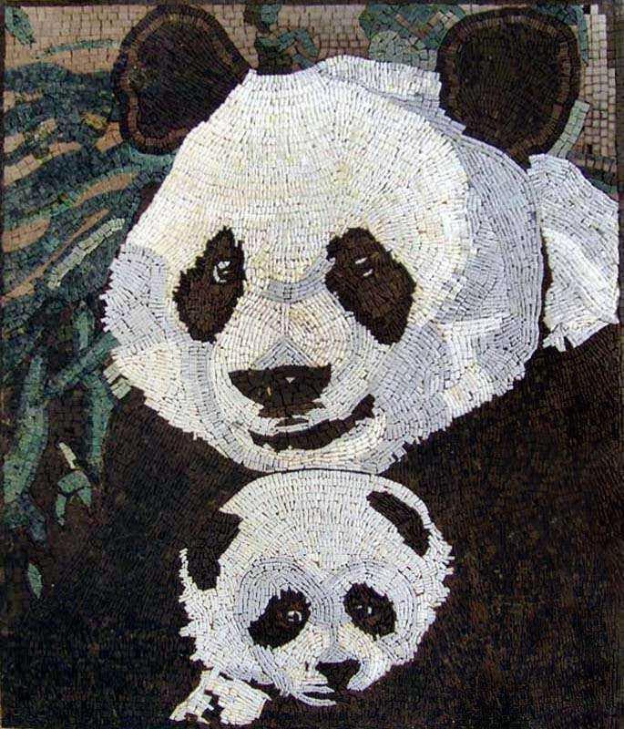 Mosaic Art Design - Two Pandas