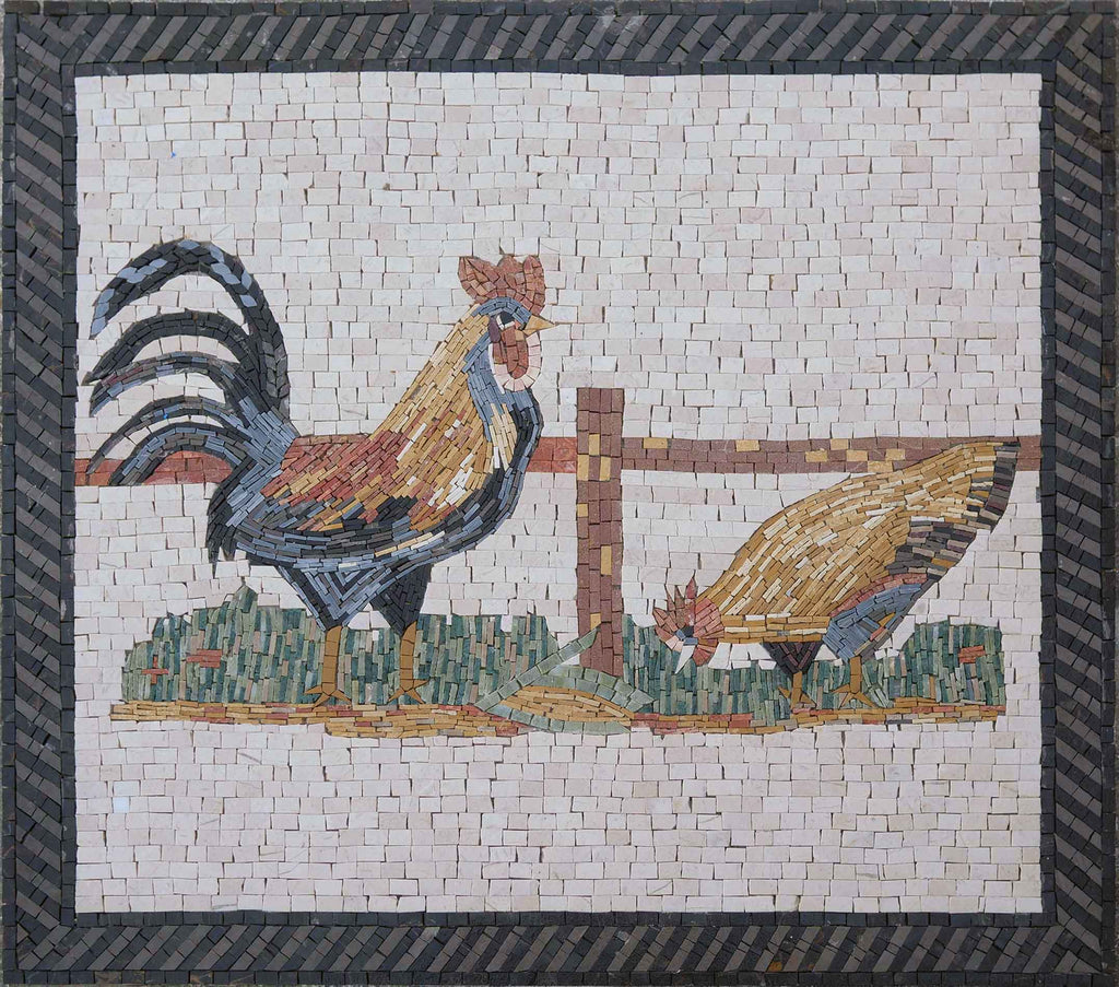 Galo e Frango - Arte em Mosaico