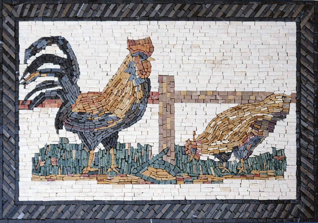 Mosaik-Küchenrückwand - Herrlicher Hahn