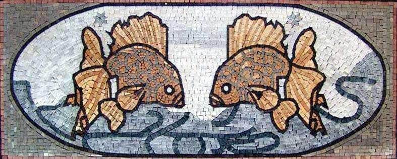 Ilustração em mosaico de mármore de peixe