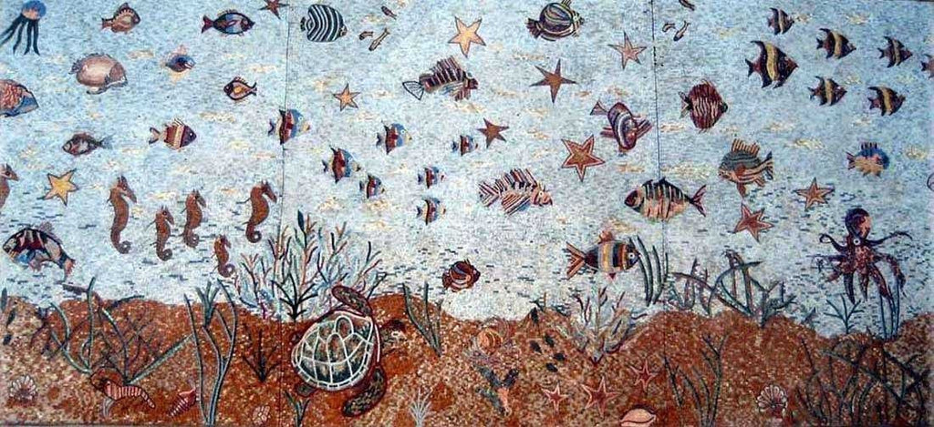 Magnifico mosaico in marmo nautico