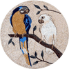 Mosaic Art Medallion - Macaw and White Parrot