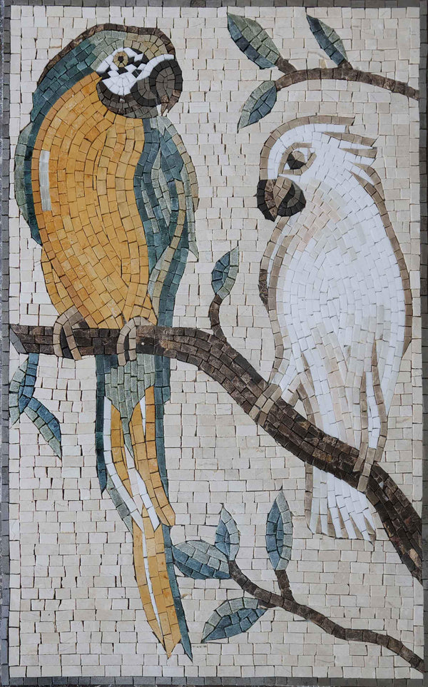 Two Parrots - Home Renovations Mosaic Wall Art - Mesh Backing