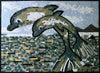 Obra de mosaico - delfines acuáticos