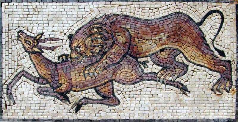 Opera d'arte in mosaico - Cervi cacciati