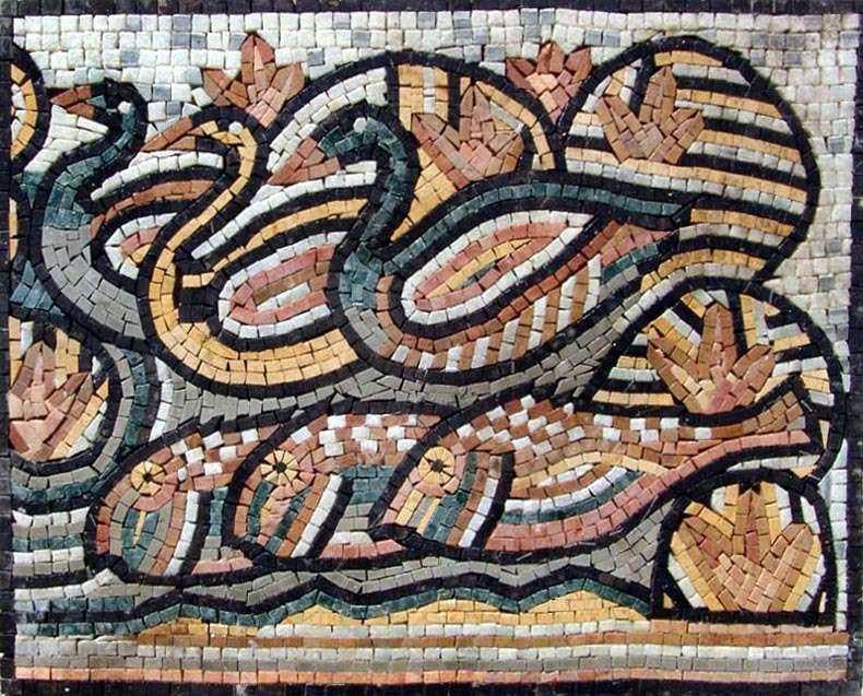 Diseños de mosaicos - patos y peces