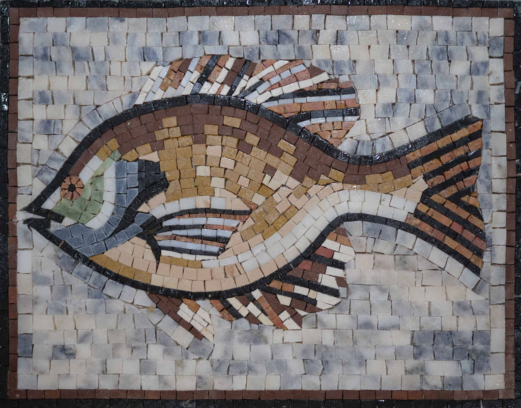 Arte em mosaico de mármore de peixe fofo