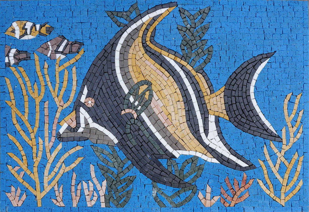 Angelfish In Deep Reef - Art mural en mosaïque