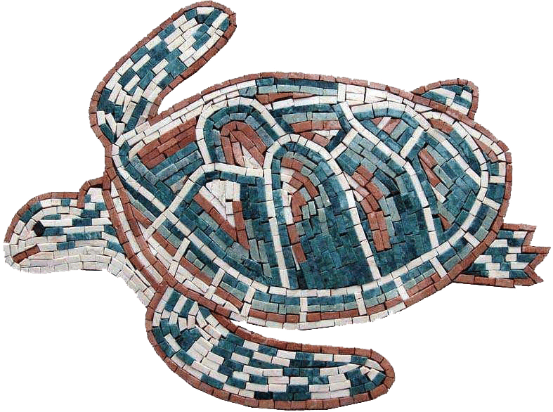 Mural de arte em mosaico de tartaruga