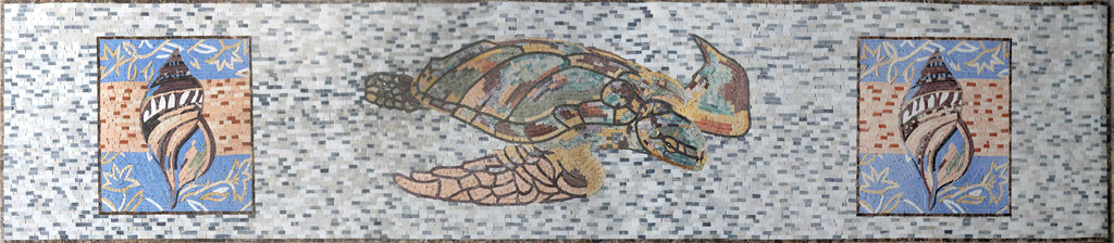 Turtles And Seashells - Nautical Mosaic