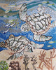 Arte da piscina em mosaico de mármore - Tartarugas no mar