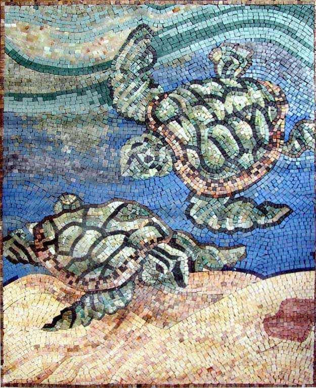 Mosaico di tartarughe marine