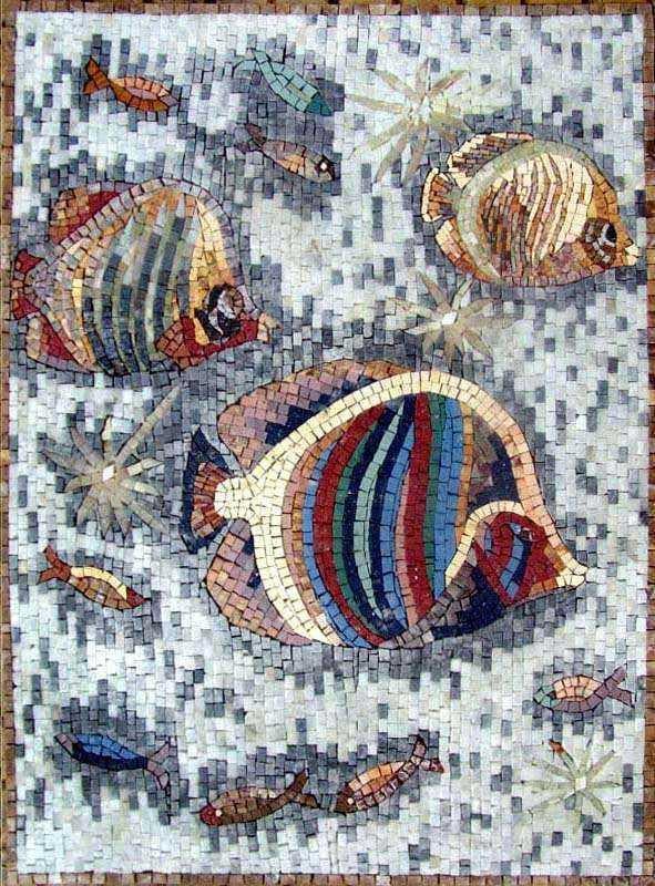 Mural de mosaico de arte de peces