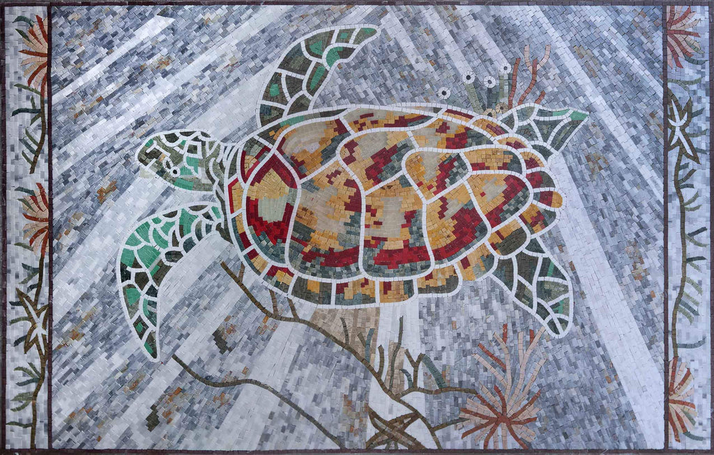 Diseño de arte mosaico de tortugas marinas