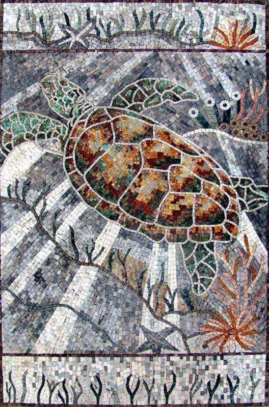 Arte em mosaico de tartarugas marinhas