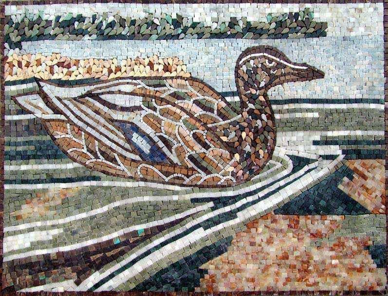 Art de la mosaïque - Canard sur l'eau