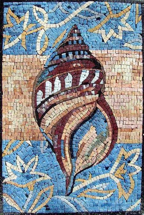 Mosaico de mármol de concha hecho a mano