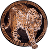 Mosaik-Kunstmedaillon - Blickender Leopard