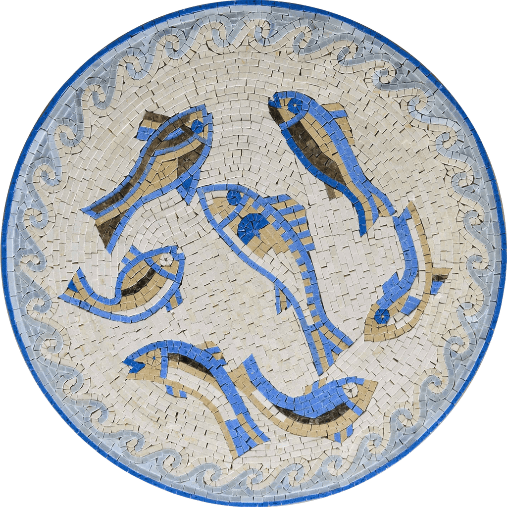 Medalhão Mosaico Náutico - Peixe Perca Amarela