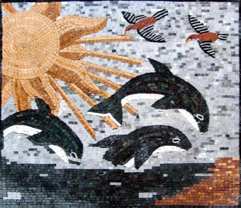 Delfine im Ozean-Mosaik